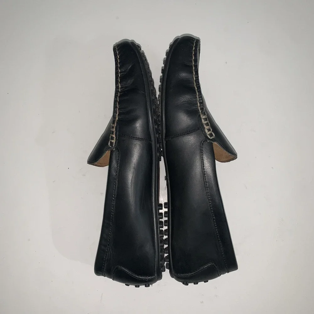 Polo Ralph Lauren Woodley Shoes Men 12 Black Driving Moc Leather Slip On Loafers